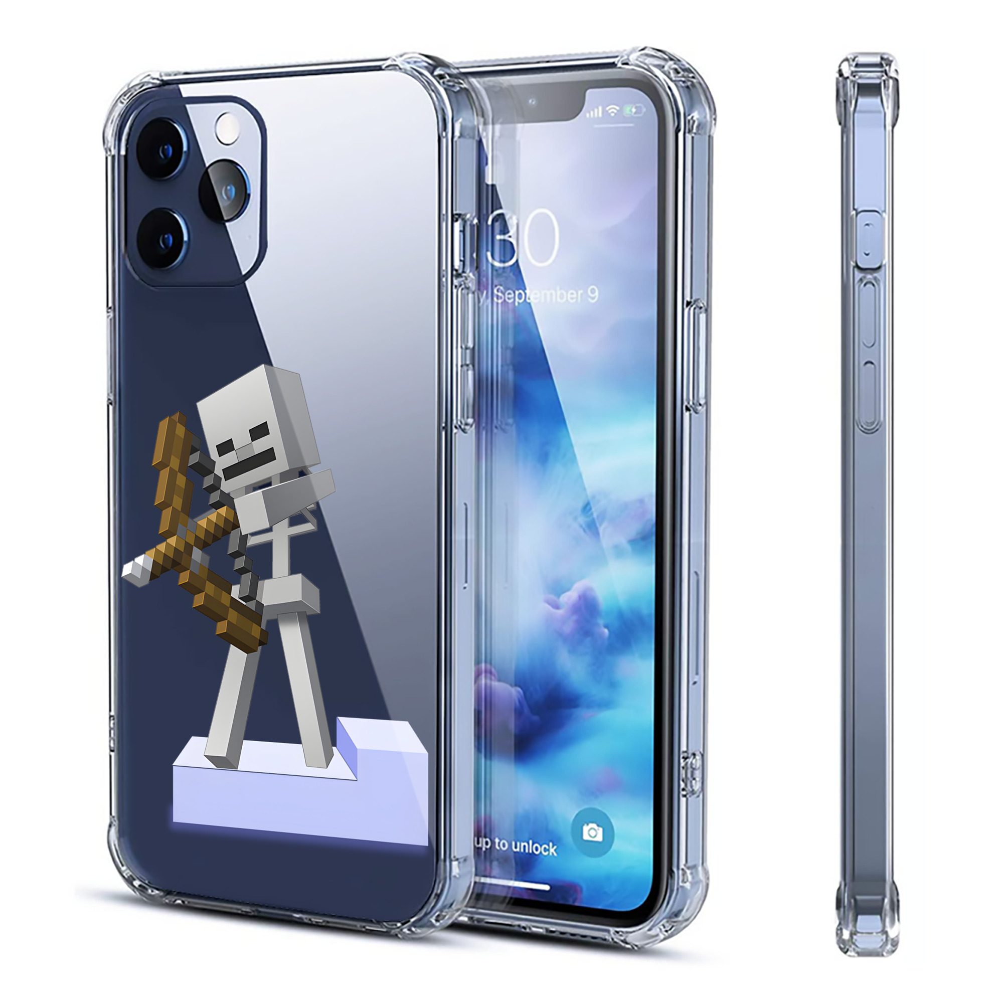 （画像用） マインクラフト ブロックの世界 Minecraft MC Block world 【iPhone 12シリーズ対応】透明スマホケース（クリアソフトケース）